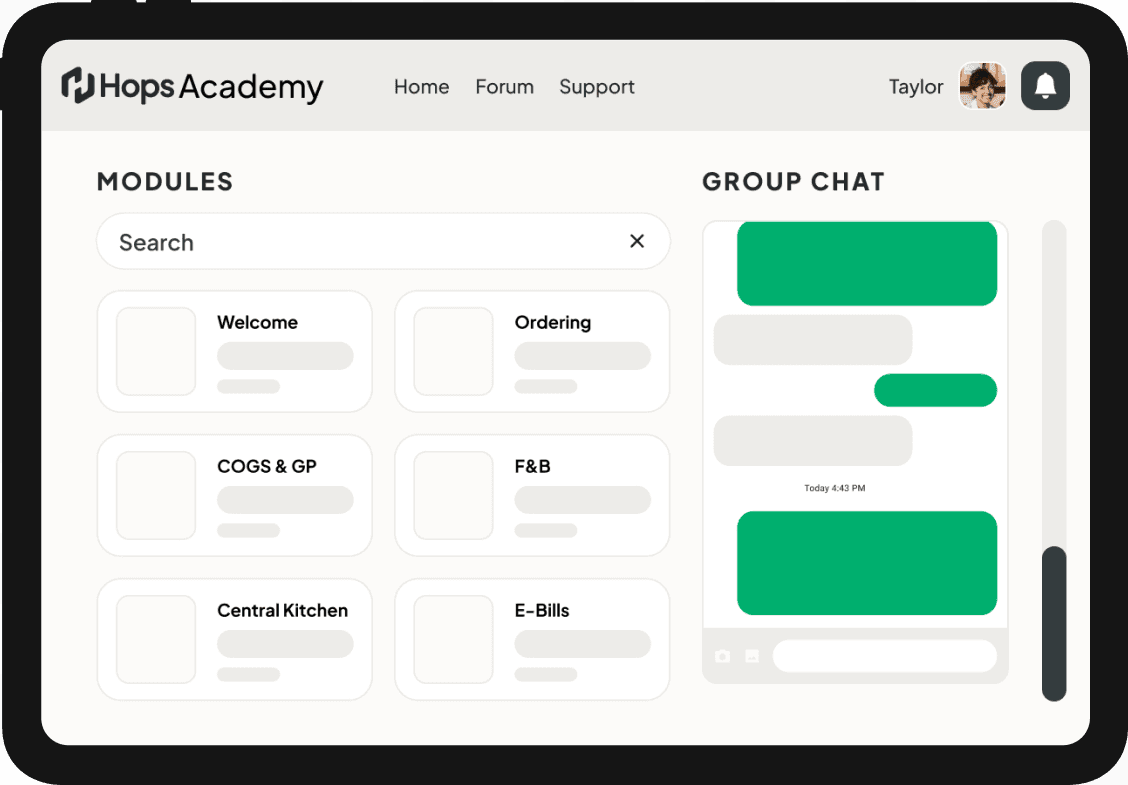 Hops Academy interface on iPad