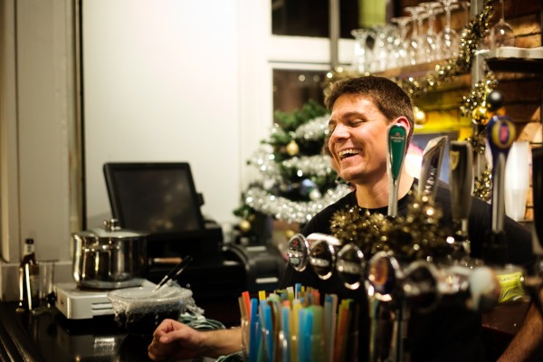 Behind the bar during service